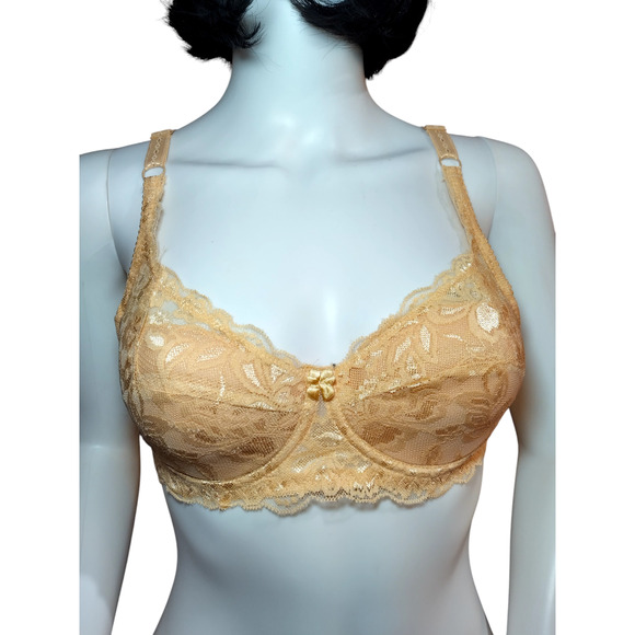 Womens Deep V-neck Full Lace Push up Bra Nude Size XS - Picture 2 of 8